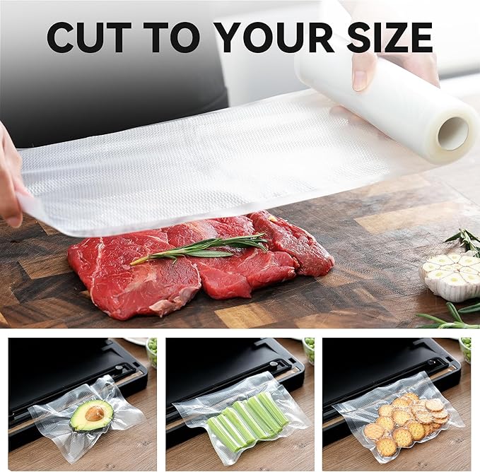 Wevac Vacuum Sealer Bag Rolls, 8"x16' (2 Rolls), Heavy Duty Food Storage for Sous Vide, Freezer, Meal Prep, Keep Food Fresh Longer