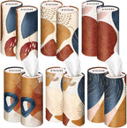 Outus 12 Pcs Car Tissues Cylinder Holder with 3 Ply Facial Tissue Bulk Black White Round Tissue Holder Travel Tissues Boxes Container for Car Cup Wedding Birthday Party(Boho 2)