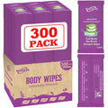 300 Pcs Body Wipes Individually Wrapped(8" x 9.5"),Shower Wipes for Adults Bathing No Rinse,Personal Cleansing Wipes for Travel Gym,Bulk Deodorant for Homeless