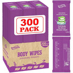 300 Pcs Body Wipes Individually Wrapped(8" x 9.5"),Shower Wipes for Adults Bathing No Rinse,Personal Cleansing Wipes for Travel Gym,Bulk Deodorant for Homeless