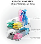 madesmart 2 Tier Organizer, Under Cabinet Storage with Pull Out Sliding Drawers, for Cleaning Supplies, Undersink, Sponges, Bottles & Bath, Adjustable Dividers & Pull Out Baskets, Grey