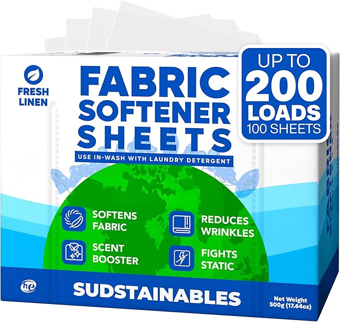 Fabric Softener Sheets for Washer bundle with Lemon 100 Strips Laundry Detergent Sheets
