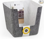 Three by Three Seattle felt·like·it!™ Large Cubby Storage Bin Set of 2 – Eco-Friendly Recycled Felt Bins for Home & Office Organization, Charcoal