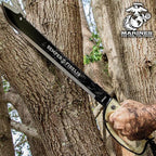United Cutlery USMC Semper Fi Sawback Machete Knife with Sheath | Full-Tang Machete | 17 1/2" Non-Reflective Stainless Steel Blade | Saber-Style Handguard Handle | Modern Tactical Weapon - 24” Overall