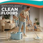 Grazie Spin Mop & Bucket Set - 360° Self-Wringing System with Wheels, Stainless Steel Handle - Hands-Free Floor Cleaning for Hardwood, Tile, Laminate - Includes 6 Washable Microfiber Mop Head Refills