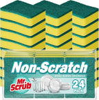 Sponges Kitchen Scrub Dish Sponge Scouring Pad, 24 Pack Cleaning Brush Scrubber Supplies for Soap, Dishwashing Dinnerware Sets Pan Pot Towels Cloth Rags Holder Glass Dishwasher Sink Bathroom