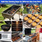 Juome Oven Rack Cleaning Bags, 5 Pack Reusable No Scrub Oven Rack Cleaning Bags Kit with 6 Gloves & 1 Brush, Leak Proof PE Bags (19.7*27.5inch & 23.6*35.4inch) for Deep Soaking BBQ Racks, Grill Grates
