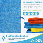 AIDEA Microfiber Cleaning Cloth, 5PK, Soft Absorbent Rags, Microfiber Towels for Cars, Kitchen Towels, Dusting Cloth for Home, Window, Cleaning Supplies, 12"×12"