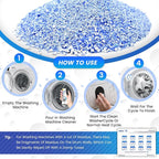 Washing Machine Cleaner Pre-Portioned Powder Tablets for Top Load & Front Load Washers, Odor-Removing, Detergent-Buildup Dissolving, Easy-Dissolve Maintenance Cleaner-12 Pack