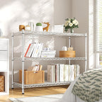 3- Shelf Metal Shelving Unit 35.6Wx14Dx36H,Adjustable Storage Shelves Heavy Duty Garage Steel Shelving for Office,Wire Rack Small Shelf for Kitchen Shelves Laundry Bathroom Pantry Closet,Chrome