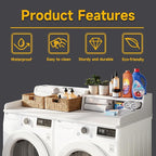 Washer Dryer Countertop Laundry Wood 2 Tier Shelves Topper with Edge, 54" W x 26.7" D Cover Guard Organizer for Washer and Dryer Laundry Hamper Counter Storage Organization White Wood