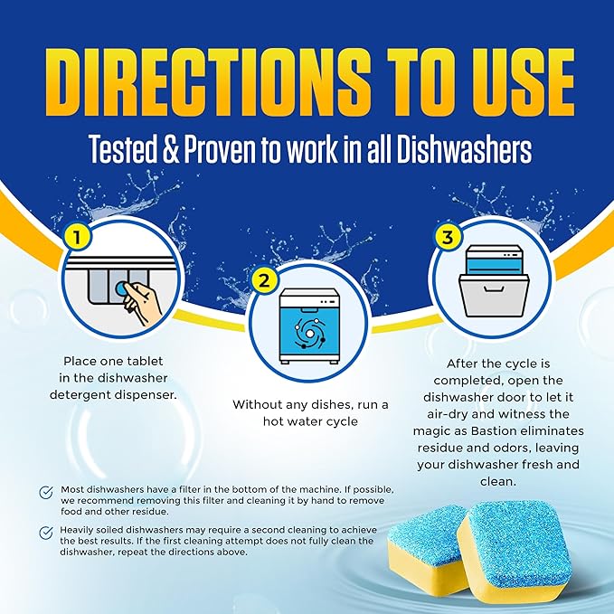 Dishwasher Cleaner Tablets - 24 Tablets (1-Year Supply) Lemon-Scented, Heavy Duty Cleaning Descaler Pods for Dish Washer, Deep Cleans & Maintains Your Dishwashing Machine for Optimal Performance