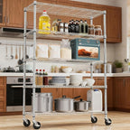 M MZG 1750LBS 47.2" W 5 Tiers Storage Shelves Metal Shelving Unit with Wheels Heavy Duty Garage Shelving Adjustable Wire Shelves for Pantry,Kitchen,Garage,Basement,Chrome 17.7" D x 47.2" W x 76.8" H