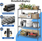 DurayLoly 4- Shelf Metal Shelving Unit Adjustable Storage Shelves Heavy Duty Garage Shelving Steel Wire Shelving for Laundry Bathroom Kitchen Pantry Closet Garage Black, 35.6Wx16Dx54H,2pc