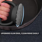 Cast Iron Cleaner Scrubber with Heavy Duty Handle, 3mm Welded Chain Mail Scrubber for Pan Pot Grill Cleaning - Small Ring Chainmail Scrubber Metal Scrub Sponge Skillet, Oven, Griddle, Wok Brush
