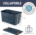 CleverMade Collapsible Laundry Basket Hamper - LUXE Navy Noir Cream 2Pack 60L - Space Saving Storage Organizer with Handles Foldable Home Organization
