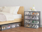 HOMIDEC Shoe Storage, 12 Pack Shoe Organizer for Closet, Shoe Boxes Clear Plastic Stackable Shoe Containers with Lids for Size 10