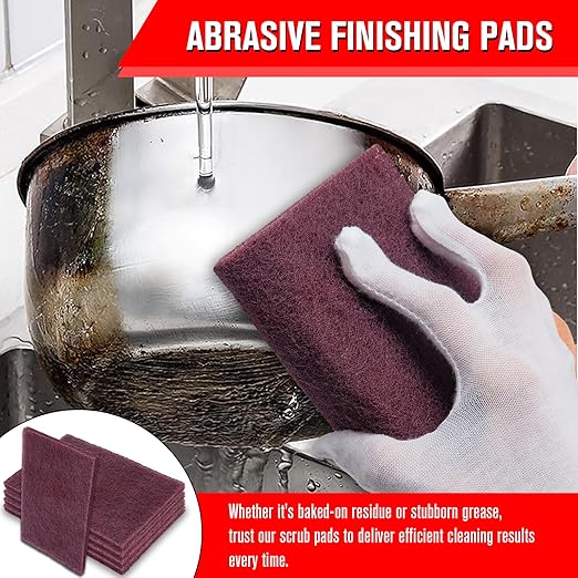 7447 General Purpose Scrub Pad - Maroon, 6" X 9", 20PCS Abrasive Finishing Pad for Paint Prep, Scuffing, Scouring, Sanding, Adhesion Scratch