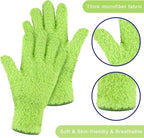 Patelai 3 Pairs Microfiber Plant Dusting Gloves Leaf Cleaning Gloves for Indoor Plants, Blinds, Furniture, House (Green Yellow,Blue,Pink,Medium)
