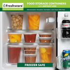 Freshware Food Storage Containers [50 Set] 8 oz Plastic Deli Containers with Lids, Slime, Soup, Meal Prep Containers, BPA Free, Stackable, Leakproof, Microwave, Dishwasher and Freezer Safe