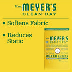 MRS. MEYER'S CLEAN DAY Dryer Sheets, Fabric Softener, Reduces Static, Infused with Essential Oils, Honeysuckle, 80 Count