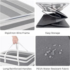 HomeHacks 2-Pack Large Laundry Basket, Waterproof, Freestanding Laundry Hamper, Collapsible Tall Clothes Hamper with Extended Handles for Clothes Toys in the Dorm and Family Gradient Grey, 88L