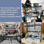ADBIU Over The Sink Dish Drying Rack (Expandable Height and Length) Snap-On Design 2 Tier Large Dish Rack (27-40L x 12W x 32.5-37H (inches))