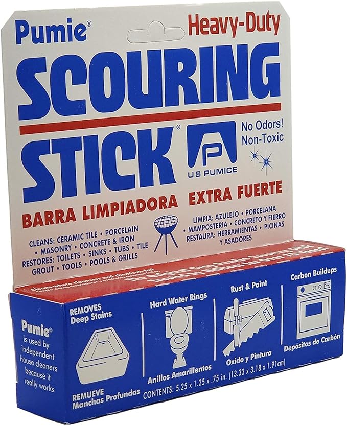 PUMIE Scouring Stick, Heavy Duty, HDW by U.S. Pumice, Remove Toilet Stains, Hard Water Rings, Rust and Paint, Carbon Buildups (1 Pack)
