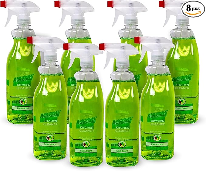 La's Totally Awesome Daily Kitchen Cleaner Spray, For Sink, Cooktop, Oven and more, Plant-Derived Formula, 32 Fl Oz (Pack of 8)