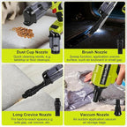 Cordless Vacuum Cleaner for Ryobi 18V Battery, 105AW Brushless Handheld Vacuum with 3-Speed Control, LED Light, 4 Nozzles & 5 Filters, Portable Vacuum for Car Floor Home (No Battery)