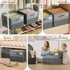 NestOrganix 2 Pack Shoe Organizer for Closet, Large Shoe Box Storage Containers, Foldable Shoe Storage Organizer Box Bin with Adjustable Dividers and Clear Cover, Space Saving Shoes Holder, Gray