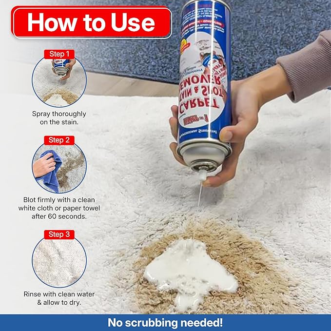 Carpet Spot Remover, Stain and Red wine Remover and Spot Treatment for Oil, Grease, Urine, Cleaning Performance for Rugs, Upholstery, Fabrics (18 Fl Oz (Pack of 1))