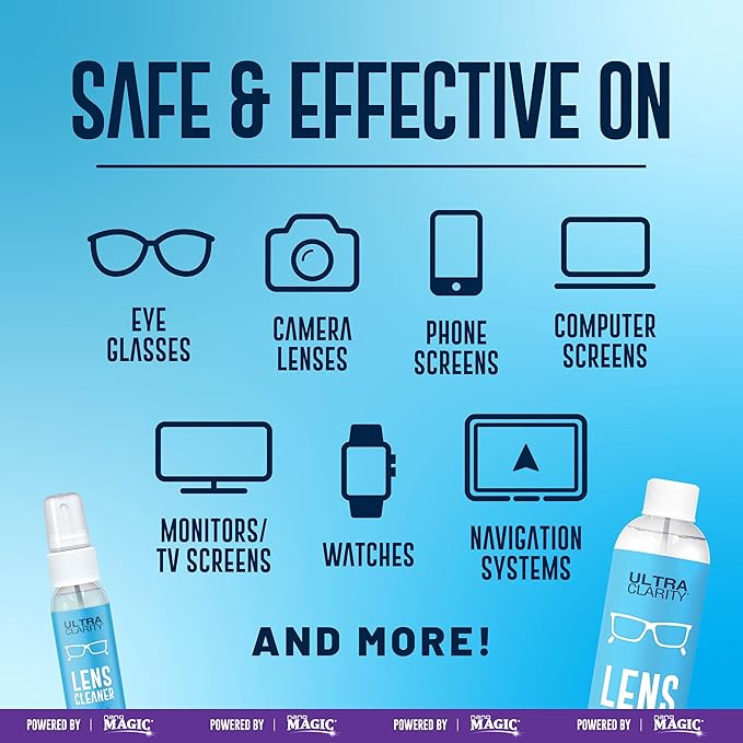 Ultra Clarity Powered by Nano Magic Eyeglass Lens Cleaning Spray 7oz Value Pack | 1oz Spray, 6oz Refill, Microfiber Cloth | For Glasses, Phone, Electronic Screens, Optic Surfaces, Coated Surfaces