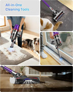 iXlion Cordless Vacuum Cleaner for Home - Powerful Stick Vacuum with HEPA Filter, 55-Min Runtime, LED Light, Anti-Tangle Brush, Detachable Battery,Lightweight Vacuum for Pet Hair,Carpets & Hard Floors
