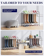 Kitsure Shoe Rack - Stainless Steel Shoe Organizer, Sturdy Shoe Rack for Closet and Front Door Entrance, Free Standing Shoe Shelf, Closet Organizers and Storage, 25.6" Wide - 3 Tier, Grey