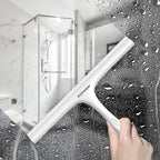 All-Purpose Shower Squeegee for Shower Glass Door with Adhesive Hook, Silicone Squeegee for Shower Doors, Bathroom, Windows, Mirrors, Shower Cleaner Tool Household Squeegee(10 inch-White)