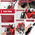 2HP Garden Tiller Cultivator 52CC 2 Stroke Gasoline Engine Mini Tiller Cultivator Rotary Hoe Rototiller Garden Yard Soil Tilling Machine