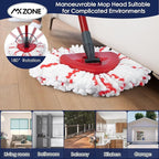 Spin Mop Replacement Heads Compatible with O-Cedar EasyWring 1-Tank System - Microfiber Mop Head Refills for Deep Floor Cleaning, Scrub Pad for Tile Hardwood Kitchen, 2 Pack