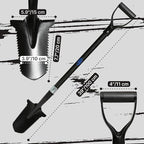 CKG Carbon Metal Detecting Shovel Digging Tool with Double Serrated Blade – Lightweight Digger Garden Root Cutter, Spade Professional Metal Detector Accessories, Gold Digger Shovel - Carbon Black