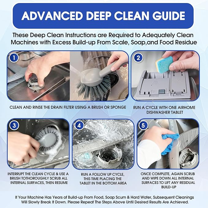 Dishwasher Cleaner Tablets, 30-Count Deodorizing Pods (15-Month Supply) - Heavy-Duty Descaler Removes Limescale, Minerals, Grease & Odors, Lemon Scent