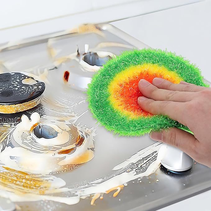 5Pcs Dish Sponge Cleaning Scrubber, 6.3in Round Polyester Dishwashing Swedish Sponges Cloth, Non Scratch and Odorless, Reusable Foam Cleaning Cloths, Hangable Kitchen Housework Scouring Pad