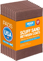 6" x 9" Non-Woven Surface Prep Scuff Pads for Wood, Metal, Scuff Sanding Between Coats of Finish/Paint, Rust Removal, Deburring, Clean Metal, Medium Scuffing Pads - 320 Grit - 10 Pack (Maroon)