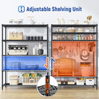 Romorgniz 5 Tier Storage Shelves 71"H Wire Shelving Adjustable Metal Shelving,1000LBS Pantry Shelves Sturdy Steel Wire Shelf for Kitchen Commercial Pantry Garage Warehouse ,71"H X35.5"W X13.8"D, Black