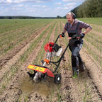 Rototiller Gas Powered, 52CC 2-Stroke Gas Tiller Gas Rototiller Gas Power Garden Tiller Cultivator Mini Gasoline Tiller Hand Push Rotary Cultivator Farmyard Rototiller for Sandy Land Loose