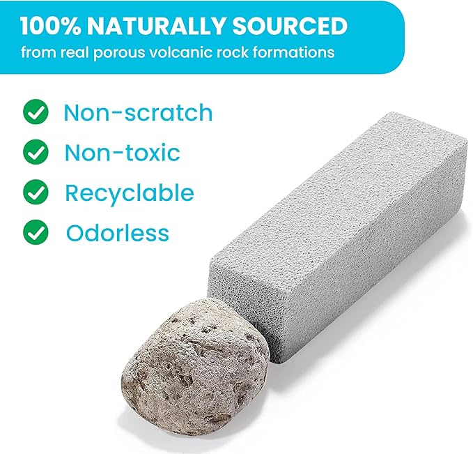 Simple Life Pumice Stone Toilet Bowl Cleaner | Long Handle & Eco-friendly Screw-on Pumice Stones | Scouring Stick for Toilet Cleaning, Stain Removal on Toilets, Grills, Tiles, Grout & Pools | 6 Pack