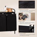 2 Section Laundry Hamper with Shelf, Laundry Basket Organizer with 2 Pull-Out Removable Bags 2×13.2Gal(49.9L), Laundry Sorter for Clothes Organization in Bedroom, Laundry Room, Black