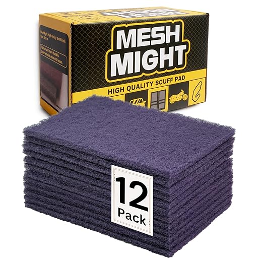 12-Pack 6"x9" Non-Woven Scuff Pads - Purple P600 Aluminum Oxide Abrasive for Scouring, Sanding, Paint Primer Prep - Automotive, Auto Body, Woodworking, Surface Preparation (Purple)