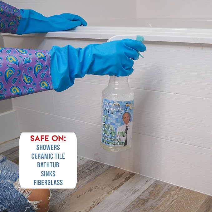 Don Aslett Tub n' Tile Foaming Bathroom Cleaner Set - 32 Oz Concentrated Formula | Cleaning Supplies for Shower Doors, Tile, Tub, and Sink