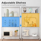 Homdox Heavy Duty 4-Tier Metal Shelving Unit with Adjustable Shelves, Rolling Storage Rack for Kitchen, Garage, Pantry, 36.02"x17.91"x74.41", Silver
