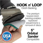5" Abrasive Pad Hook & Loop Round Non-Woven Surface Prep Discs for Wood, Metal, Paint Stripping, Rust Removal, Deburring, Clean Soiled Surfaces, Coarse Scuff Pads - 240 Grit - 10 Pack (Green)